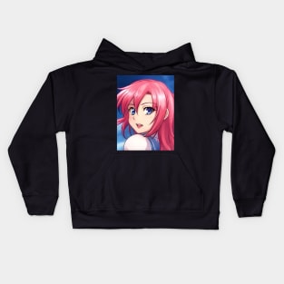 Cute pink hair anime girl Kids Hoodie